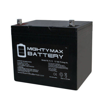 MIGHTY MAX BATTERY 12 Volt 75 Ah Rechargeable Sealed Lead Acid  Battery ML75-12